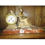 19th Century French gilded spelter mantel clock,