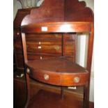 19th Century mahogany corner washstand on splayed front supports