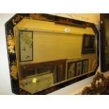 1920's Chinoiserie lacquered wall mirror together with a reproduction gilt composition wall mirror