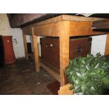 Mid 20th Century rectangular maple studio table with slatted undertier