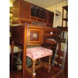 Edwardian mahogany and satinwood crossbanded bonheur du jour, the superstructure of cupboards,