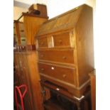 Reproduction oak linen fold panel bureau