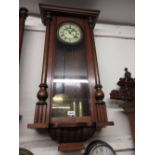 Late 19th Century walnut cased Vienna style wall clock,