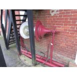 Pair of 20th Century red painted metal street lanterns (formerly from China Town,