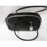 Prada black leather bowling bag