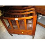 19th Century mahogany and line inlaid three division Canterbury with a single drawer