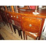 19th Century mahogany line inlaid and crossbanded bow fronted sideboard,
