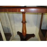 19th Century mahogany pedestal table with a square top above a baluster turned column support and