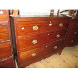 George III mahogany straight front chest of three graduated drawers with oval brass handles raised