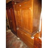 Early 20th Century oak low chest together with a matching side cabinet