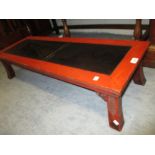 Chinese red lacquer low rectangular occasional table