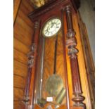 Late 19th Century walnut cased Vienna style wall clock,