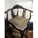 Edwardian mahogany corner chair,