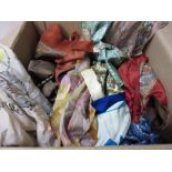 Box containing a large quantity of various silk scarves including Liberty and others