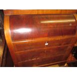 Late 19th or early 20th Century Continental mahogany and fruitwood cylinder bureau