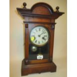 19th Century Continental walnut two train mantel clock