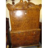 18th / 19th Century Colonial walnut escritoire with a carved foliate cornice above a fall front