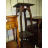 Oak two tier jardiniere stand, luggage rack,