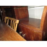 Pair of French Art Deco bedside cabinets with glazed shelf above two cupboard doors