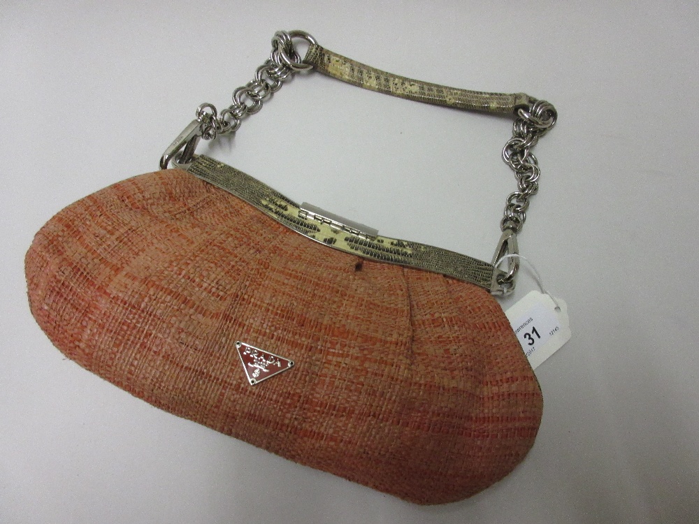 Ladies Prada raffia and snakeskin handbag - Image 4 of 4