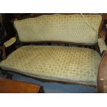 19th Century French carved walnut salon sofa,
