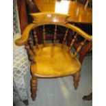 19th Century elm and beech spindle back captain's type chair