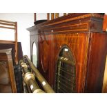 Edwardian mahogany and marquetry inlaid wardrobe with a moulded cornice above two doors and centre