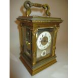 Good quality early 20th Century gilt brass and silvered carriage clock,