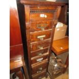 Late 19th or early 20th Century oak narrow index filing chest of eight graduated drawers