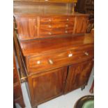 George III mahogany side cabinet / secretaire,