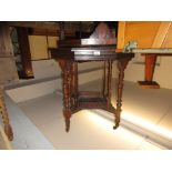 Edwardian walnut octagonal occasional table on turned supports with undertier