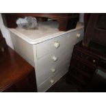 Victorian painted pine chest of two short and three long drawers