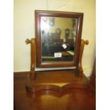 Small 19th Century mahogany swing frame toilet mirror, rectangular mahogany box,