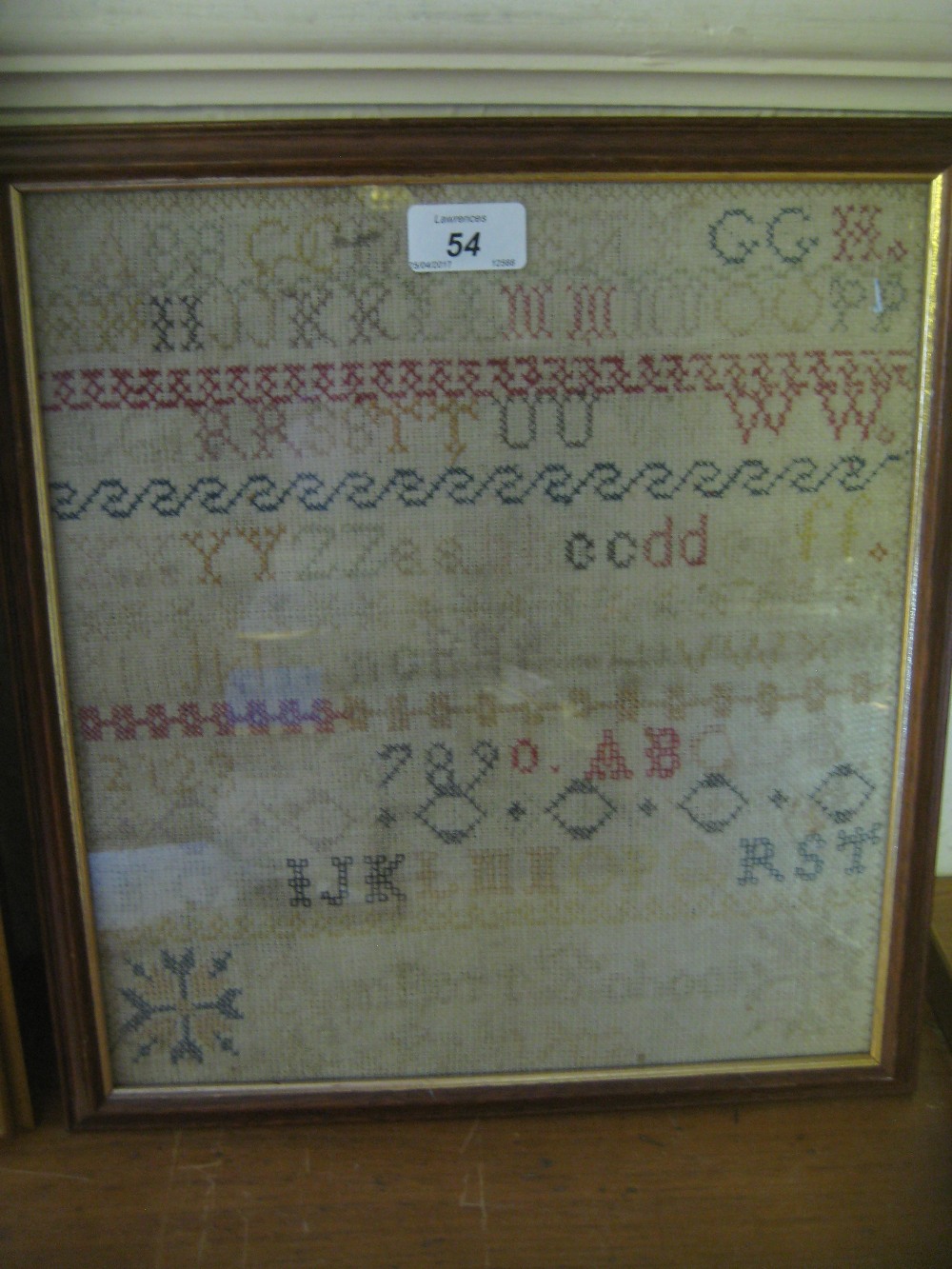 Group of three wool and needlework alphabet samplers - Image 2 of 2