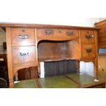 Late 19th Century burr ash dressing table having an arrangement of five drawers with coppered swan