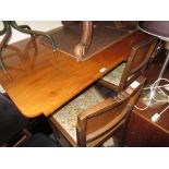 Art Deco walnut dining room suite comprising: set of four chairs,