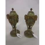 Pair of good quality late 19th or early 20th Century French onyx and ormolu mounted cassolettes,