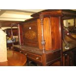 Edwardian mahogany crossbanded and line inlaid side cabinet having galleried back above a fall