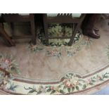 Chinese oval floral design woollen carpet