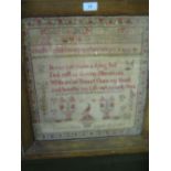 Early 19th Century alphabet sampler with verse, floral border,