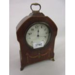 Edwardian mahogany marquetry inlaid mantel clock (a/f)