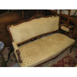 19th Century French carved walnut salon sofa,