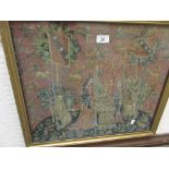 Gilt framed petit point picture based on an antique French tapestry