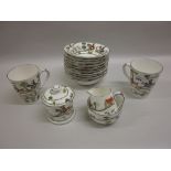 Quantity of Crown Staffordshire Hunting Scene pattern tea ware and dessert bowls