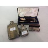 Two silver hip flasks,