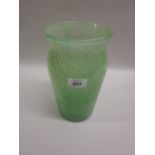 Green flecked Art Glass flared rim vase