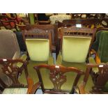 Pair of late 19th Century walnut and upholstered drawing room armchairs