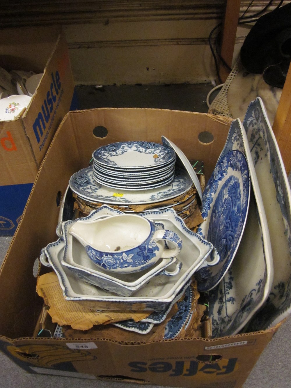 Blue and white transfer printed part dinner service