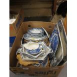 Blue and white transfer printed part dinner service