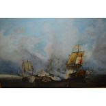 D.A. Noding, 20th Century oil on canvas, seascape, ' The Battle of Trafalgar ', signed, Domi, 19.